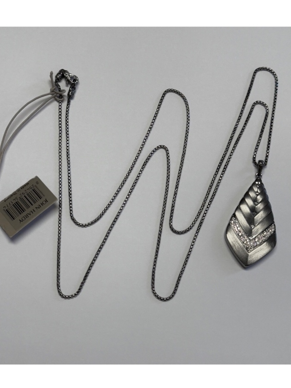 JOHN HARDY Modern Chain Diamond Pendant Necklace Black Sterling Silver 36" L